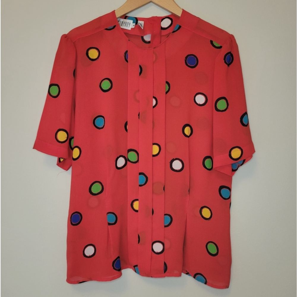 VINTAGE SK & Company Multi Colored Dot Blouse | Size 8